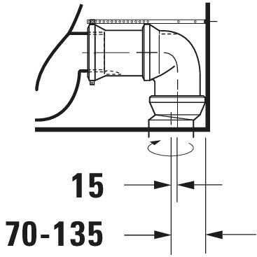 Stand-WC Kombi Starck 1 640 mm Tiefspüler, fürSPK, Abg.Vario, weiß