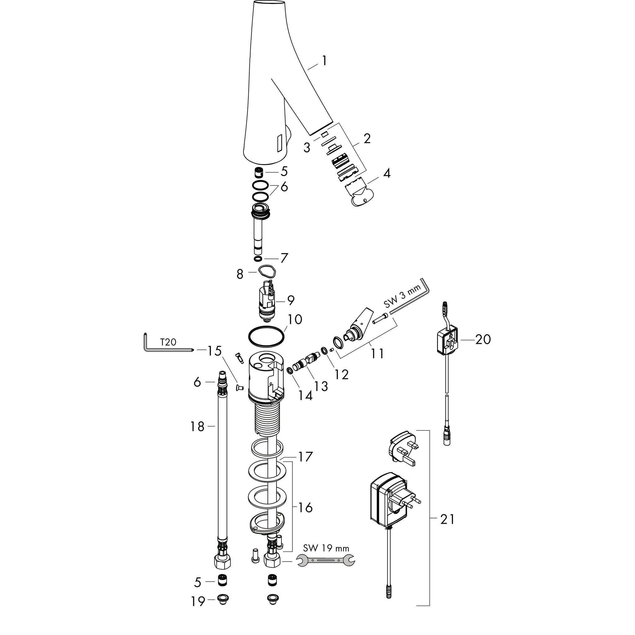 Hansgrohe AXOR Starck Organic Elektronik-Waschtischmischer, chrom Hansgrohe AXOR Starck Organic Elektronik-Waschtischmischer, chrom