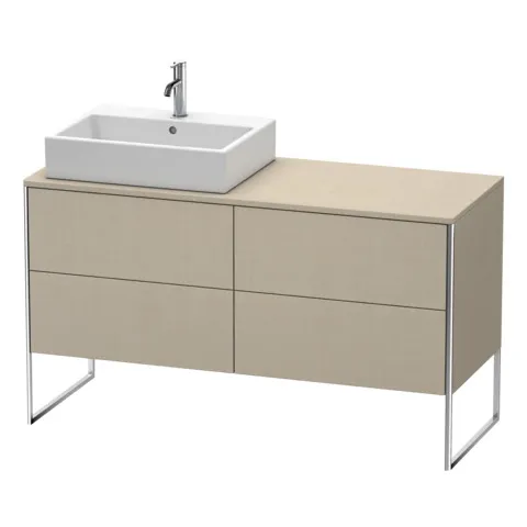 Duravit Waschtischunterschrank bodenstehend „XSquare“ 140 × 77,8 × 54,8 cm Becken: links / Front- & Korpusfarbe: Leinen / Größe: 140 × 54,8 × 77,8 cm / Oberfläche: Dekor / Profile: Chrom / Schubladen: 4 Duravit Waschtischunterschrank bodenstehend „XSquare“ 140 × 77,8 × 54,8 cm Becken: links / Front- & Korpusfarbe: Leinen / Größe: 140 × 54,8 × 77,8 cm / Oberfläche: Dekor / Profile: Chrom / Schubladen: 4