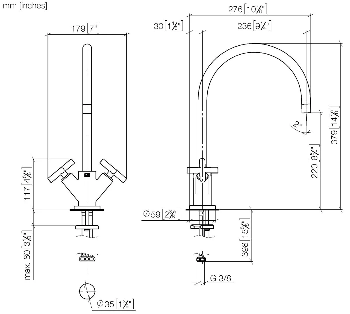 Einlochbatterie TARA Chrom 22815892