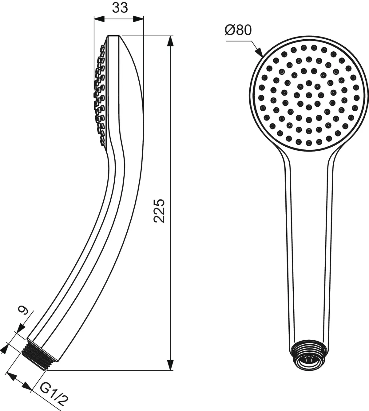 Ideal Standard IdealRain 1-Funktionshandbrause B9400AA, Ø 80mm, Chrom Ideal Standard IdealRain 1-Funktionshandbrause B9400AA, Ø 80mm, Chrom
