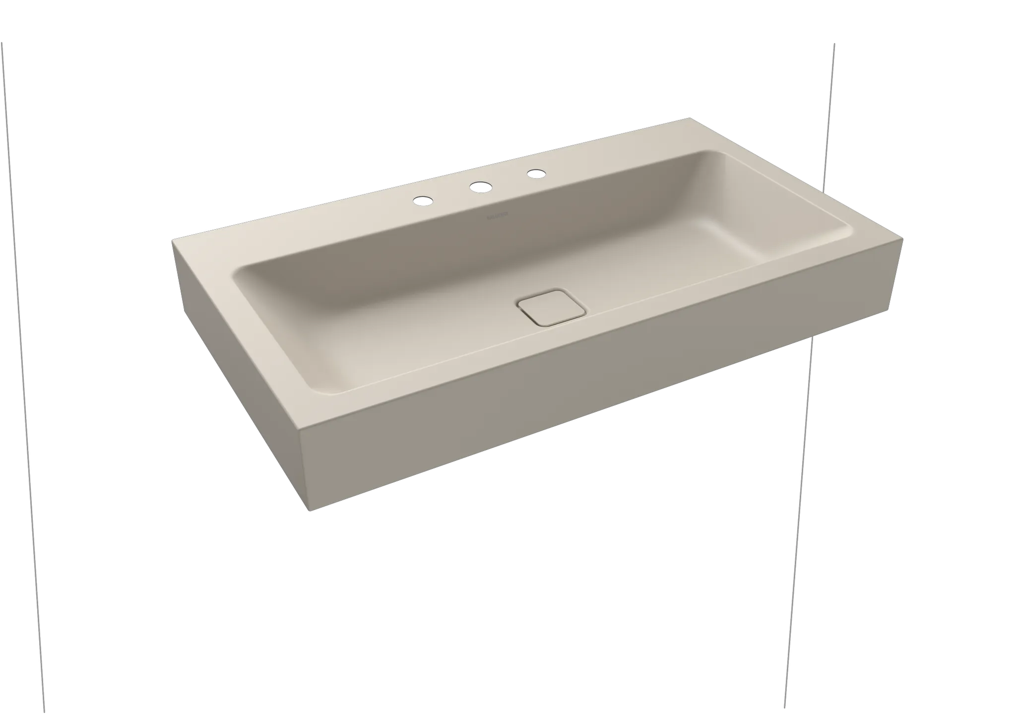 Doppelwaschtisch „Cono“ 90 × 50 cm, mittig, ohne Überlauf, mit Hahnlochbohrung in warm grey 10 mit Perl-Effekt Doppelwaschtisch „Cono“ 90 × 50 cm, mittig, ohne Überlauf, mit Hahnlochbohrung in warm grey 10 mit Perl-Effekt