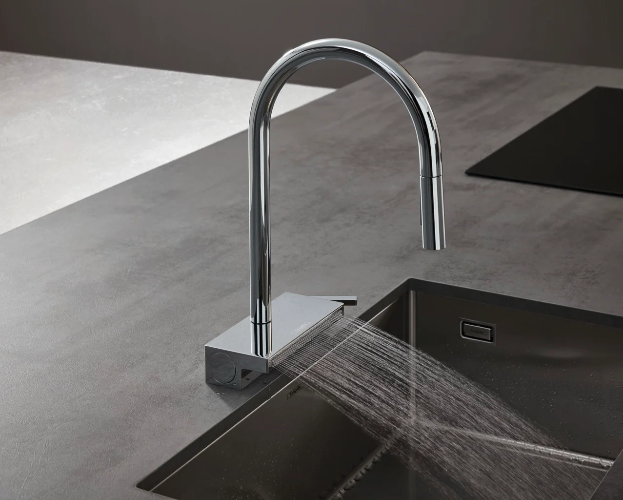Hansgrohe Aquno Select M81 Einhebel-Küchenmischer mit Ausziehbrause 3jet Chrom, ComfortZone 170, Schwenkbereich einstellbar in 3 Stufen auf 60°, 110° oder 150°, Laminarstrahl, Brausestrahl, SatinFlow, MagFit magnetische Brausehalterung, maximale Durchflu