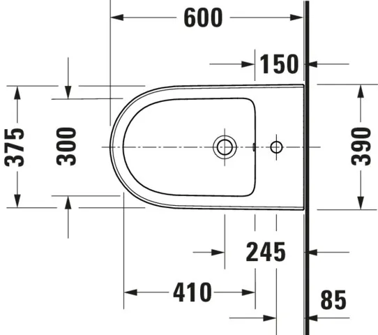 Duravit Stand-Bidet „Qatego“, Befestigung sichtbar 39 × 60 × 40 cm