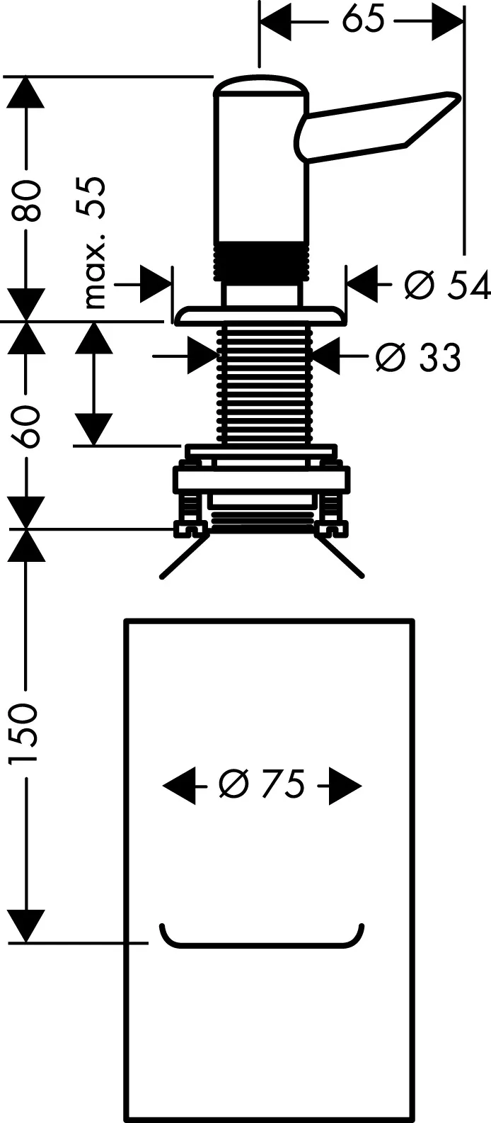 Spülmittelspender Einbauversion 300ml chrom Spülmittelspender Einbauversion 300ml chrom