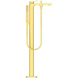 freistehende Badewannenarmatur Conca mit Stick-Handbrause Ausladung 204mm Brushed Gold freistehende Badewannenarmatur Conca mit Stick-Handbrause Ausladung 204mm Brushed Gold
