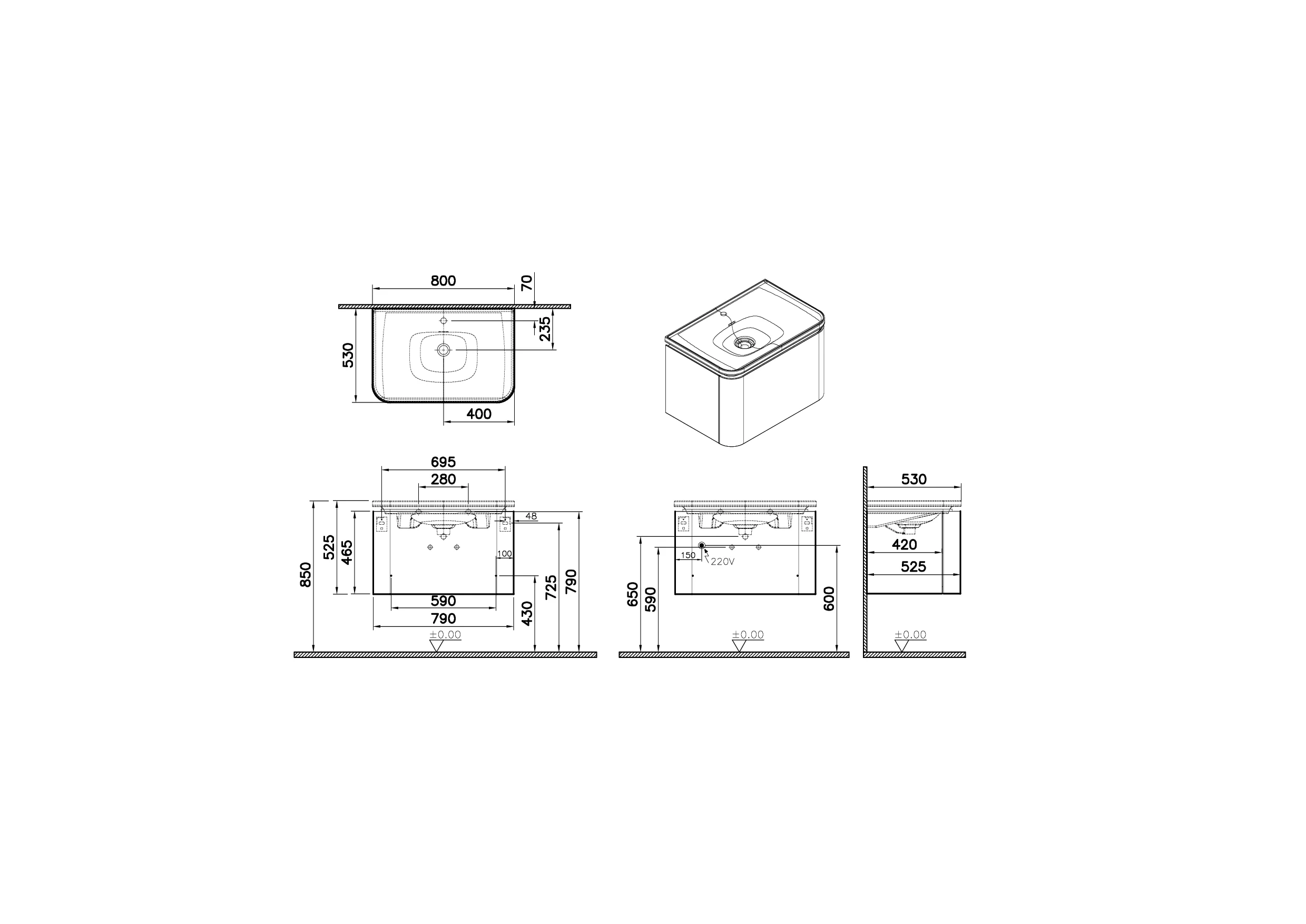 Glora Set Möbelwaschtisch + Waschtischunterschrank mit LED-Ambientebeleuchtung 80 x 53 x 52 cm (BxTxH) Wandmontage Weiß Hochglanz + Hellgrau Matt Glora Set Möbelwaschtisch + Waschtischunterschrank mit LED-Ambientebeleuchtung 80 x 53 x 52 cm (BxTxH) Wandmontage Weiß Hochglanz + Hellgrau Matt