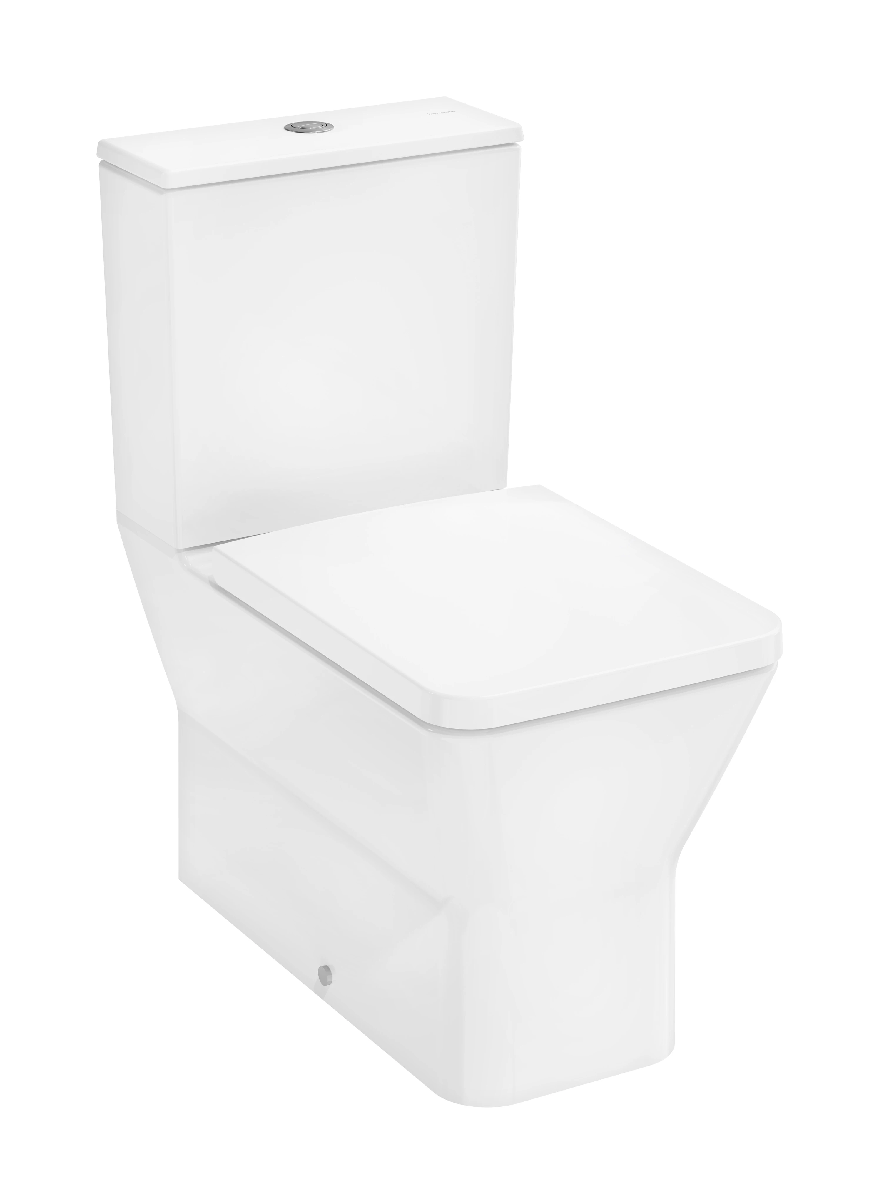 EluPura Original Q Stand WC Set 640 mit horizontalem Abgang AquaChannel Flush mit aufgesetztem Spülkasten und WC-Sitz Weiß