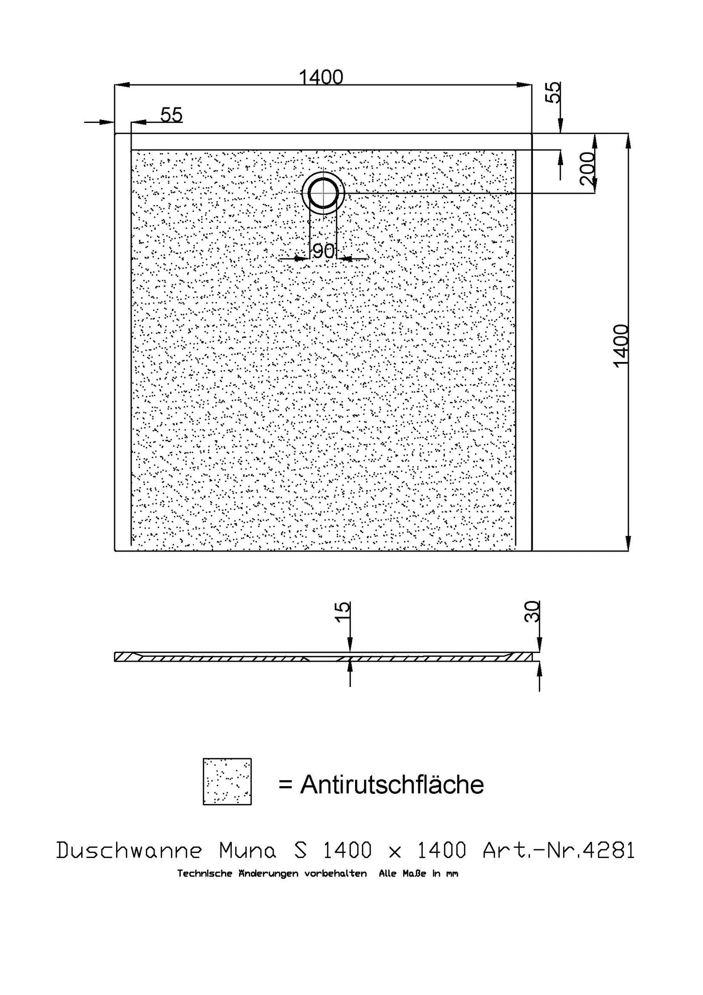 Hoesch Muna S Duschwanne Mineralguss Solique Weiß