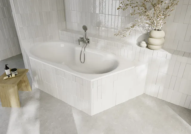 Bette BW Sonstige Badewanne Sechseck Metric Ägis FE, 2060 x 900 mm, 30 mm Randhöhe, 190 l Nutzinhalt, glasierter Titan-Stahl, 2-Sitzer