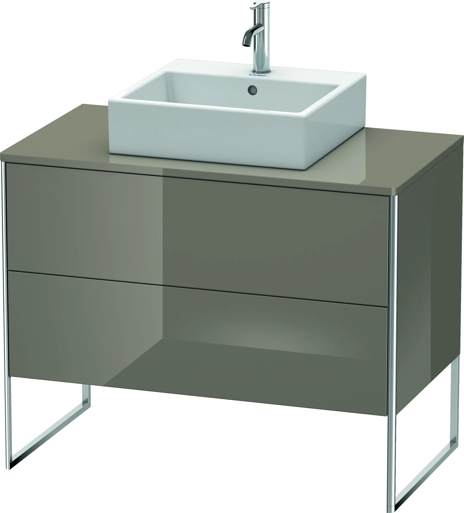 Duravit Waschtischunterschrank bodenstehend „XSquare“ 100 × 77,8 × 54,8 cm Flannel Grey Hochglanz