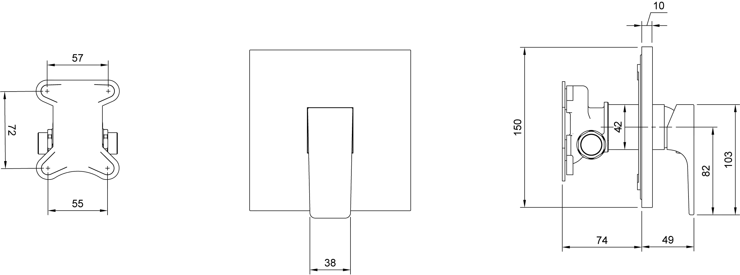 Einhand-Unterputz-Armatur „Architectura Square“ 4,9 cm in Chrom Einhand-Unterputz-Armatur „Architectura Square“ 4,9 cm in Chrom