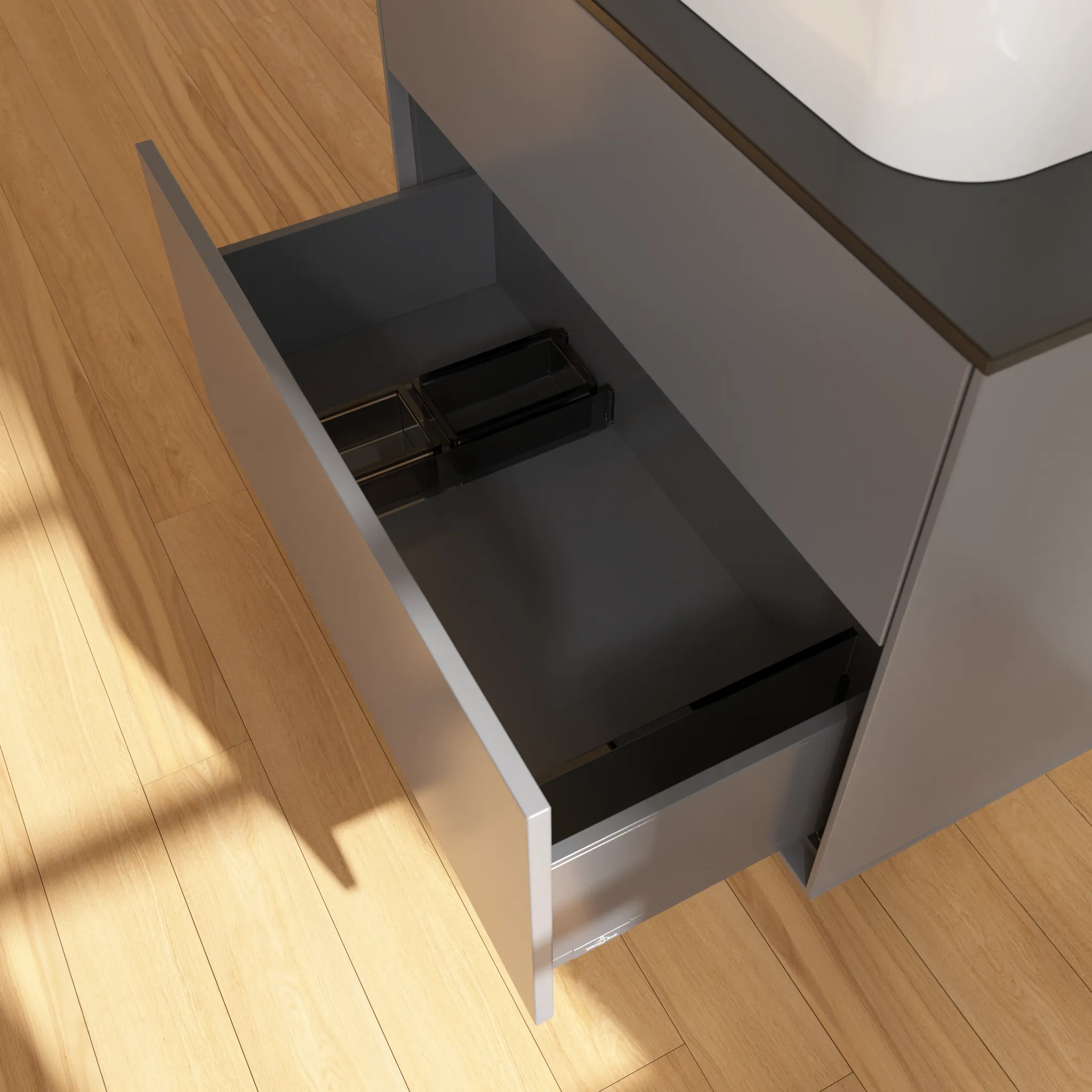 Villeroy & Boch Finion Waschbeckenunterschrank F22 800x603x501mm Anthracite Matt Lacquer / Glass Black Matt Villeroy & Boch Finion Waschbeckenunterschrank F22 800x603x501mm Anthracite Matt Lacquer / Glass Black Matt