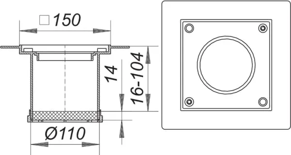 Aufsatzrahmen PVC-KEN 10, 150 x 150 mm Aufsatzrahmen PVC-KEN 10, 150 x 150 mm