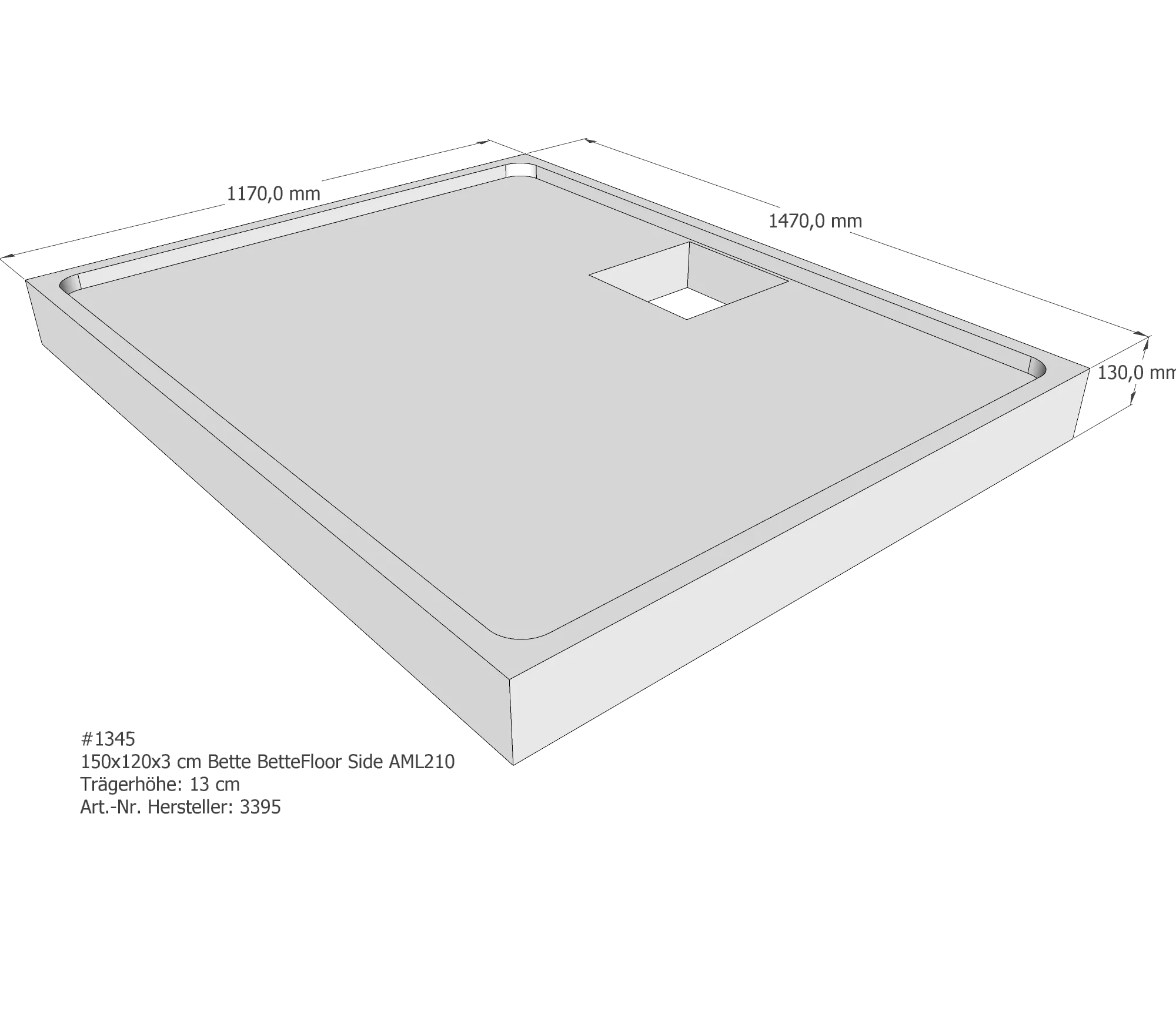 Duschwannenträger für Bette Floor Side 150 × 120 × 3 cm Duschwannenträger für Bette Floor Side 150 × 120 × 3 cm
