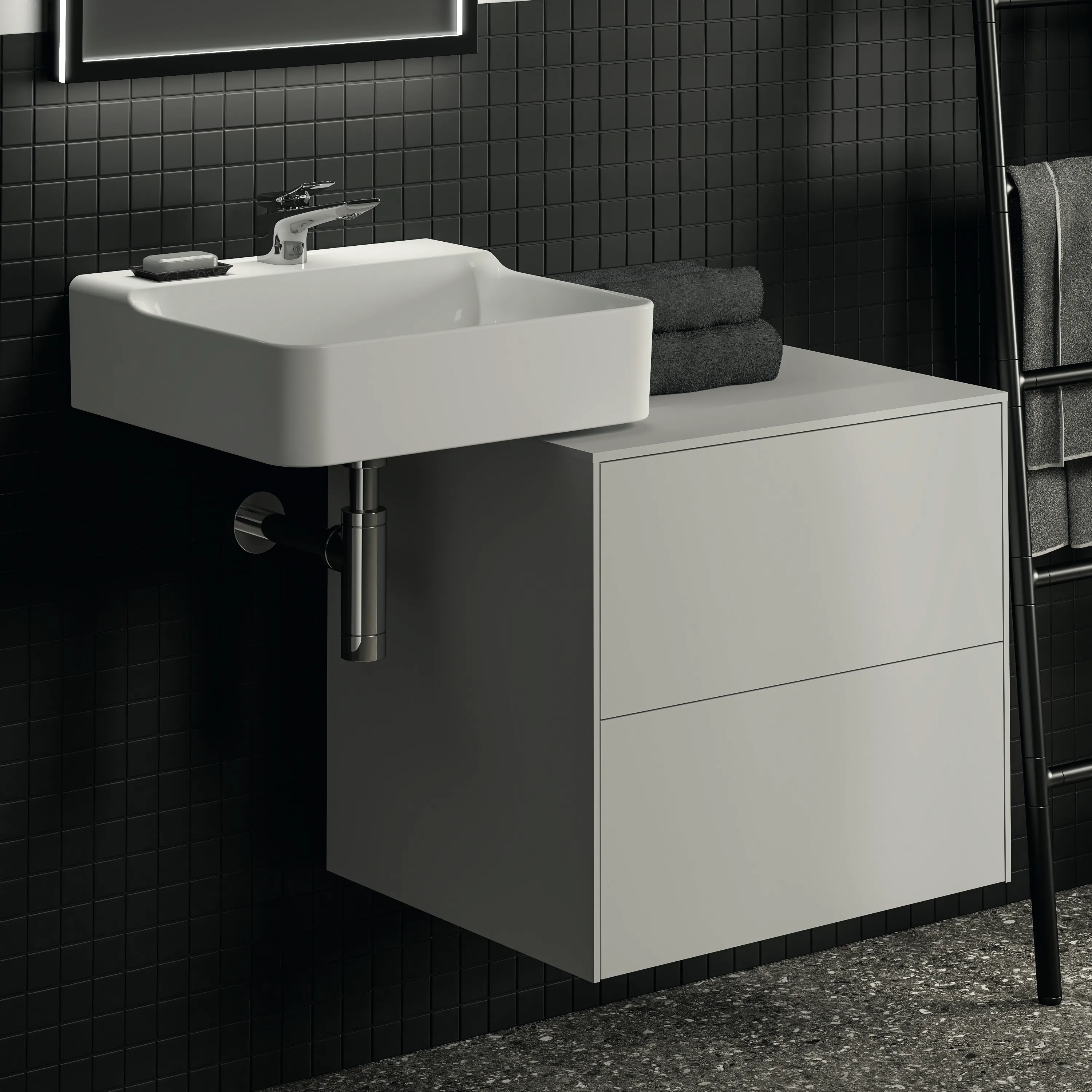 Ideal Standard Waschtischunterschrank „Conca“ 60,2 × 55 × 50,5 cm Weiß matt lackiert Ideal Standard Waschtischunterschrank „Conca“ 60,2 × 55 × 50,5 cm Weiß matt lackiert