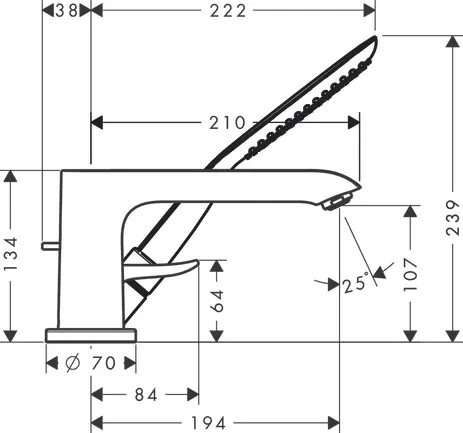 3-Loch Wannenarmatur Metris F-Set chrom Wannenrandmontage 3-Loch Wannenarmatur Metris F-Set chrom Wannenrandmontage