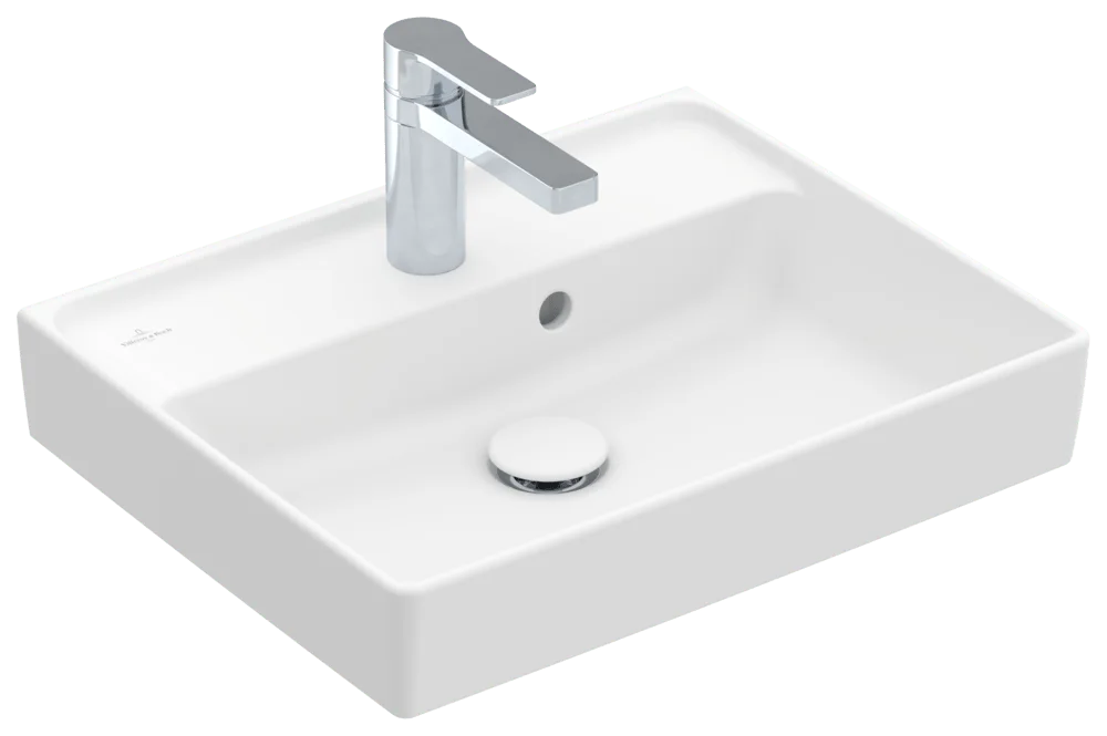 Villeroy & Boch Handwaschbecken Collaro, 500 x 400 x 150 mm, Stone White CeramicPlus, Rechteck, TitanCeram, mit Überlauf
