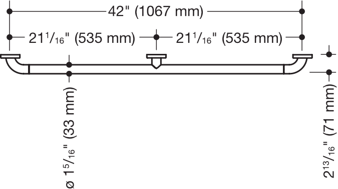 Haltegr.m.3. Stütze (USA), S801, matt, AM:42´´ reinweiß