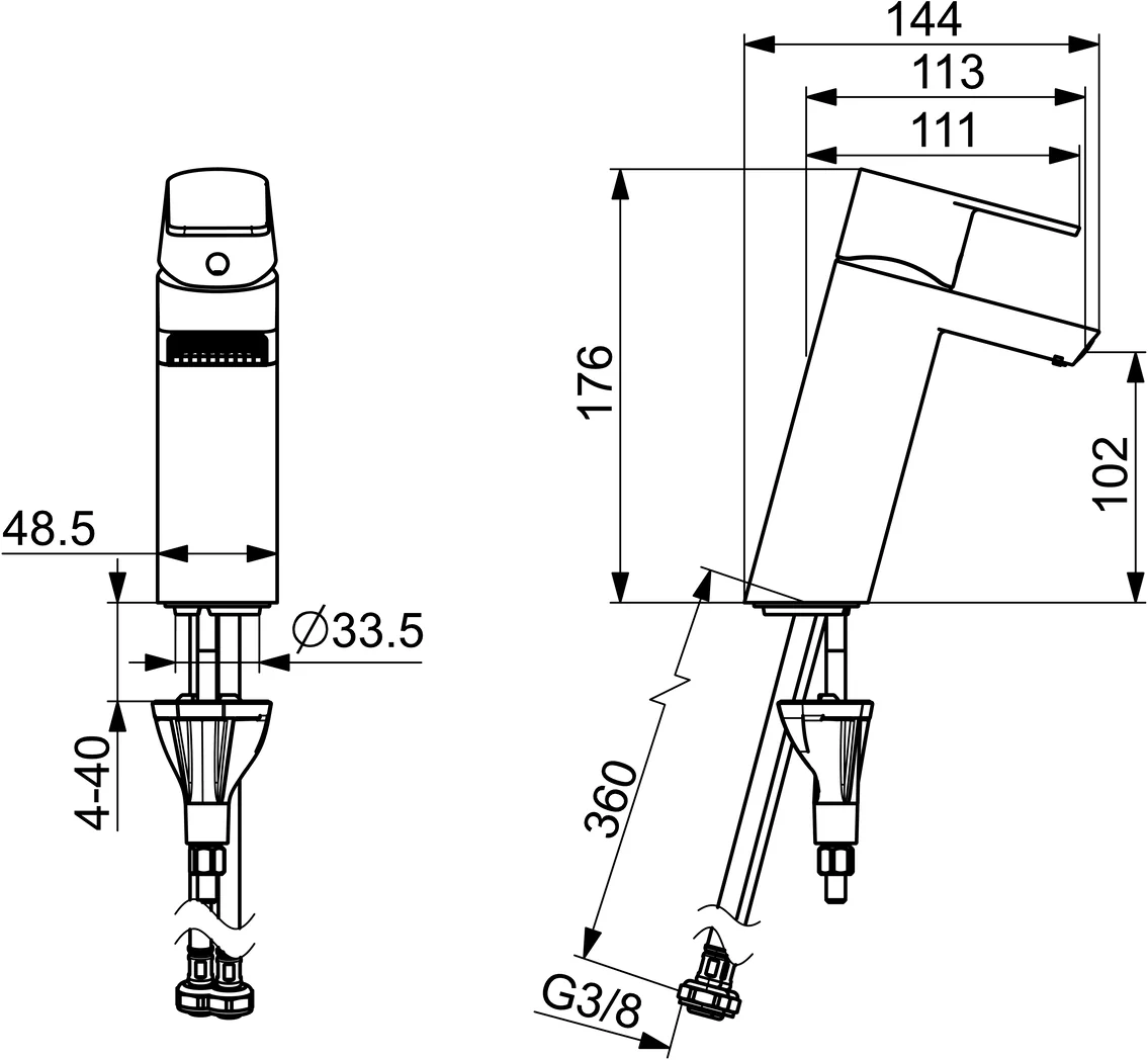 HansaSTELA Waschtischarmatur HansaSTELA 2021 Einhebelmischer Ausladung 144mm Chrom