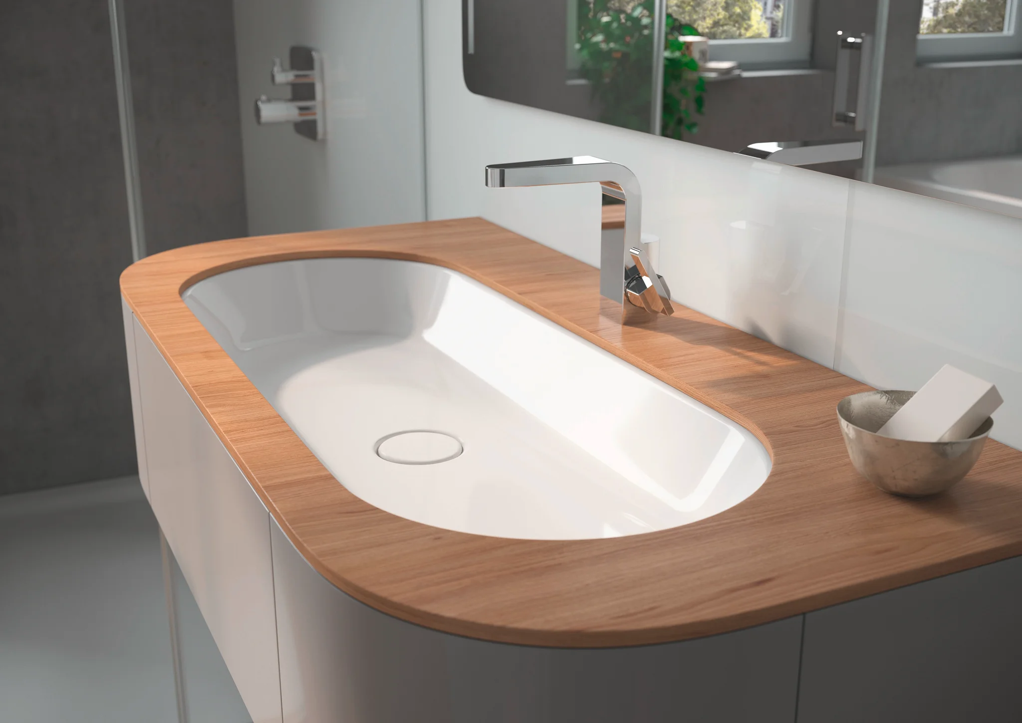 Kaldewei CENTRO Unterbauwaschtisch, alpinweiß, Perl-Effekt, 610 x 380 mm, Randhöhe 112 mm
