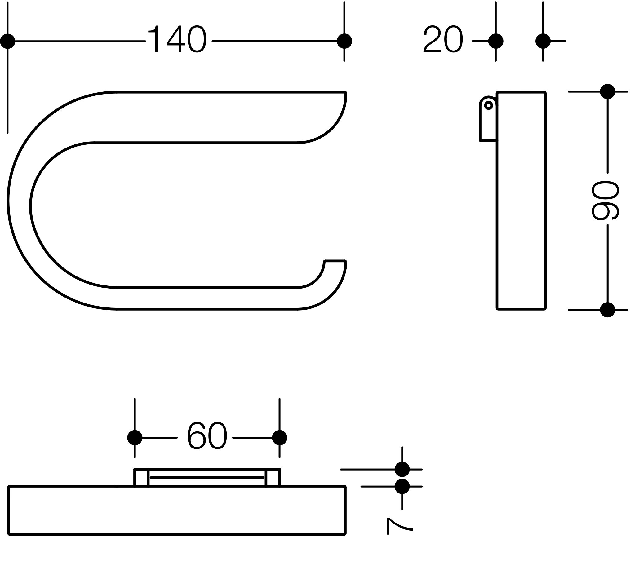 HEWI Toilettenpapierhalter „System 800“ 14 × 2,7 × 9 cm