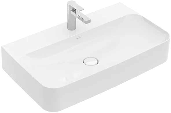 Villeroy & Boch Wandwaschbecken Finion 470x800x165mm Weiße Alpin CeramicPlus Rechteck TitanCeram mit verdecktem Überlauf