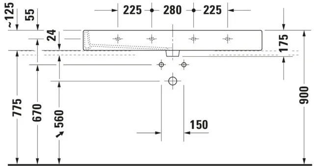Wandwaschtisch „Vero“, mit Überlauf, Hahnlochposition mittig Wandwaschtisch „Vero“, mit Überlauf, Hahnlochposition mittig