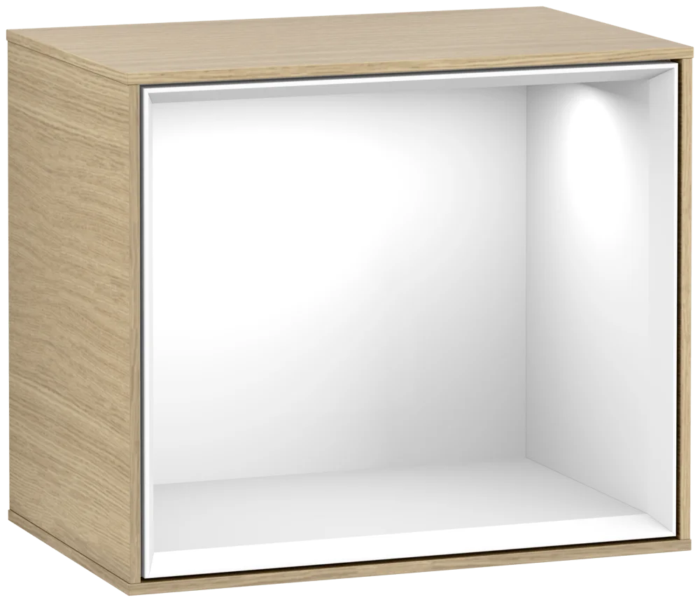 Villeroy & Boch Regalmodul Finion F580GFPC, Oak Veneer / Glossy White Lacquer, 418 x 356 x 270 mm, mit dimmbarer LED-Beleuchtung (2700 K - 6500 K), Wandmontage Villeroy & Boch Regalmodul Finion F580GFPC, Oak Veneer / Glossy White Lacquer, 418 x 356 x 270 mm, mit dimmbarer LED-Beleuchtung (2700 K - 6500 K), Wandmontage