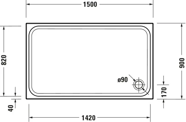 Duravit rechteck Duschwanne „D-Code“ 150 × 90 cm 