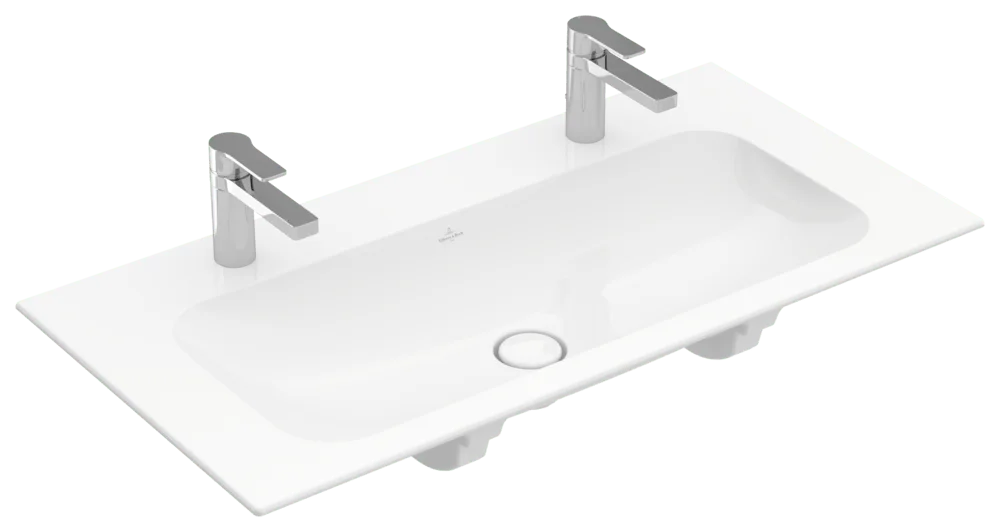 Villeroy & Boch Schrankwaschtisch Finion 4164A1, 1000x500x160 mm, weiß Alpin CeramicPlus, glänzend, für zwei 1-Loch-Armaturen
