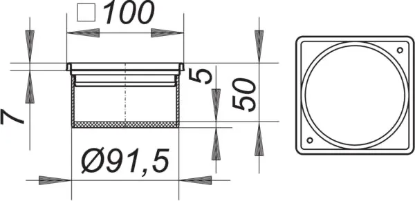 Aufsatzrahmen V, S 10/100, V4A, 100 x 100 mm