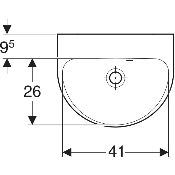 Wandwaschtisch „Renova“, mit Überlauf 45 × 36 cm in weiß alpin
