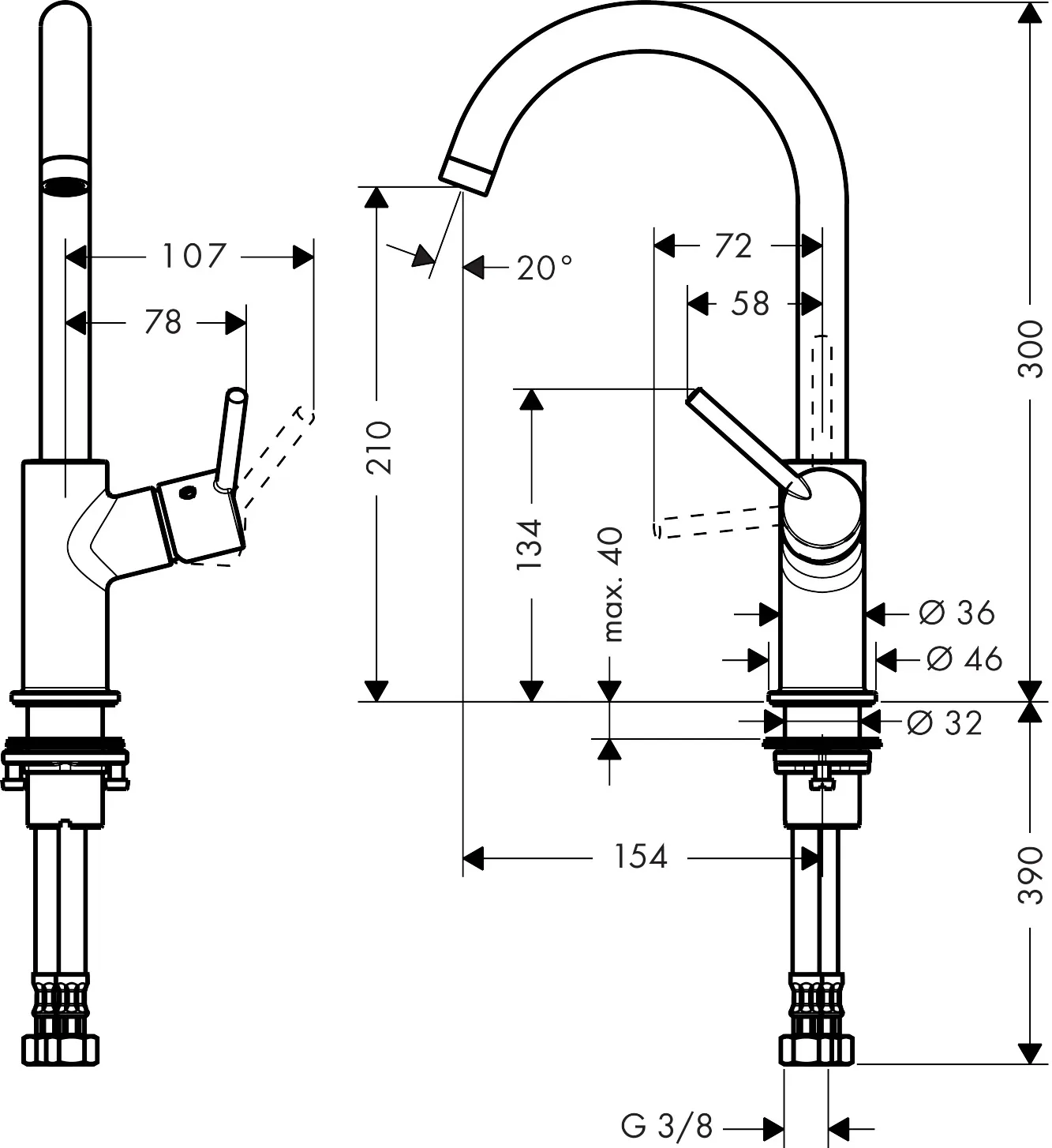 Hansgrohe Talis Einhebel-Waschtischmischer 210 Chrom Hansgrohe Talis Einhebel-Waschtischmischer 210 Chrom