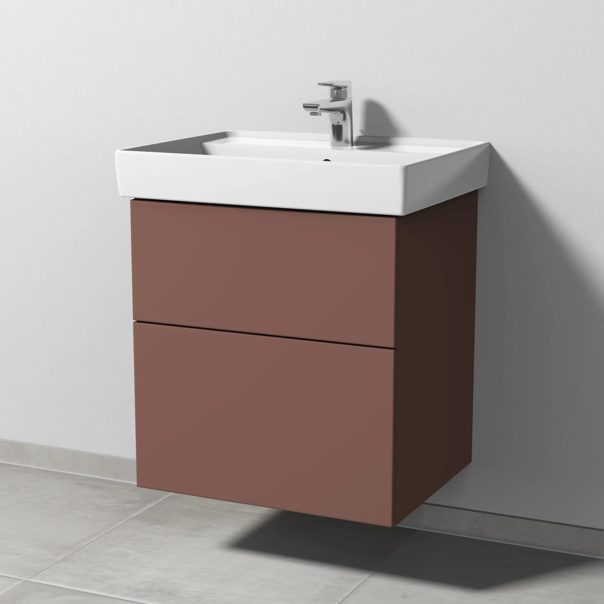 Sanipa Waschtischunterschrank „3way“ passend zu Keramik-Waschtische Collaro von Villeroy &Boch 550 × 588 × 447 mm in Wine-Red