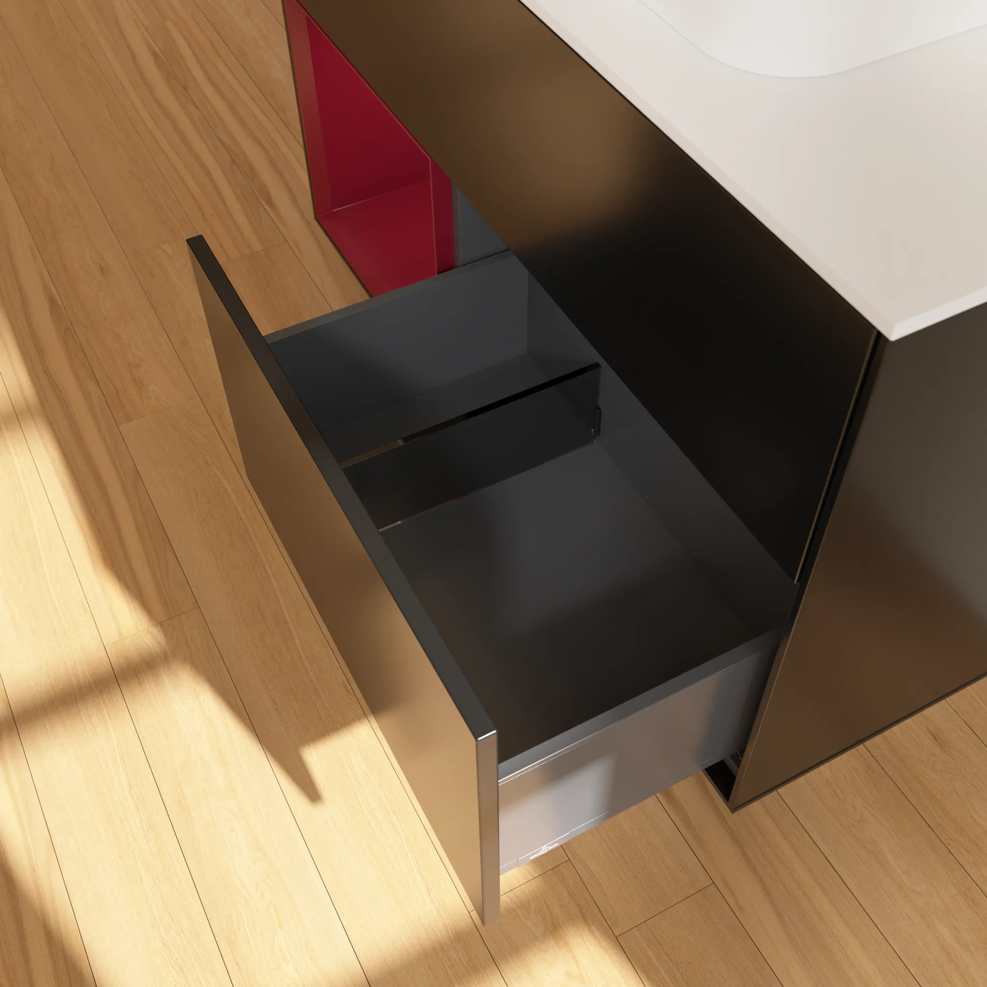 Villeroy & Boch Waschbeckenunterschrank Finion F36, 1000x603x501 mm, Black Matt Lacquer, mit Beleuchtung und Push-to-open Funktion Villeroy & Boch Waschbeckenunterschrank Finion F36, 1000x603x501 mm, Black Matt Lacquer, mit Beleuchtung und Push-to-open Funktion