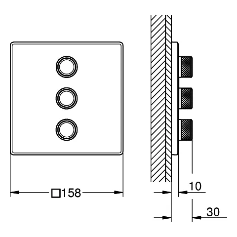 3-fach Unterputzventil Grohtherm SmartControl 29127, Fertigmontageset für Rapido SmartBox, Wandrosette eckig