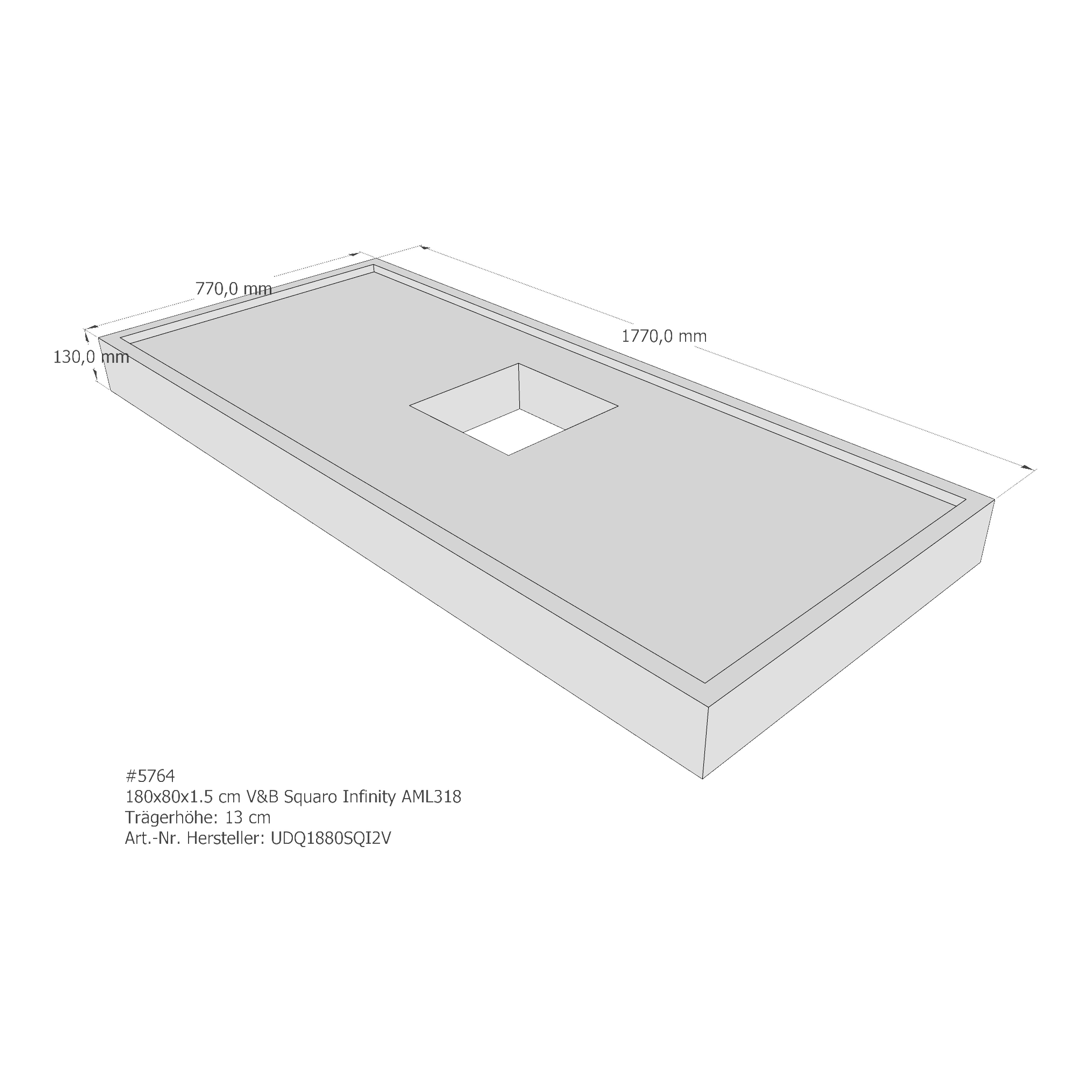 Duschwannenträger für Villeroy & Boch Squaro Infinity 180 × 80 × 1,5 cm