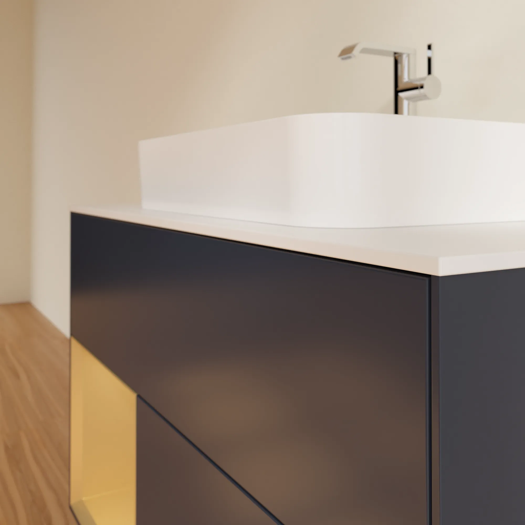 Villeroy & Boch Waschtischunterschrank „Finion“ für Schrankwaschtisch 1000 × 603 × 501 mm Midnight Blue Matt Lacquer, für Becken mittig