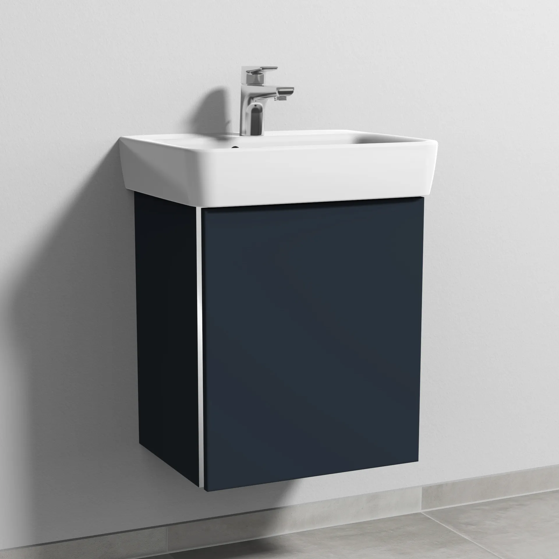 Sanipa Waschtischunterschrank „3way“ passend zu Keramik-Waschtische Renova Plan von Geberit 440 × 520 × 352 mm in Marine (matt), Anschlag rechts