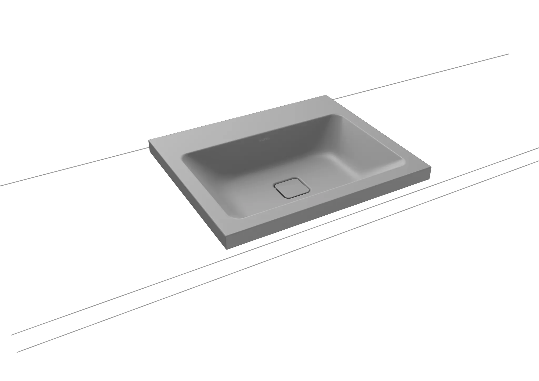 Aufsatzwaschtisch „Cono“ 60 × 50 cm, ohne Überlauf, mittig, ohne Hahnlochbohrung in cool grey 30 mit Perl-Effekt