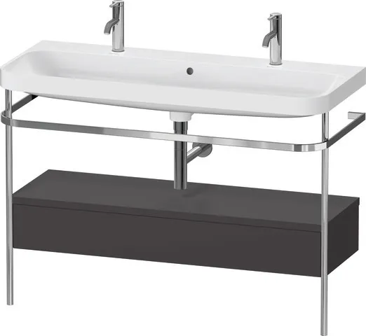 Duravit Waschtischunterschrank c-shaped Set mit Metallkonsole und Schubkasten „Happy D.2 Plus“ 117,5 × 85 × 49 cm Graphit Supermatt