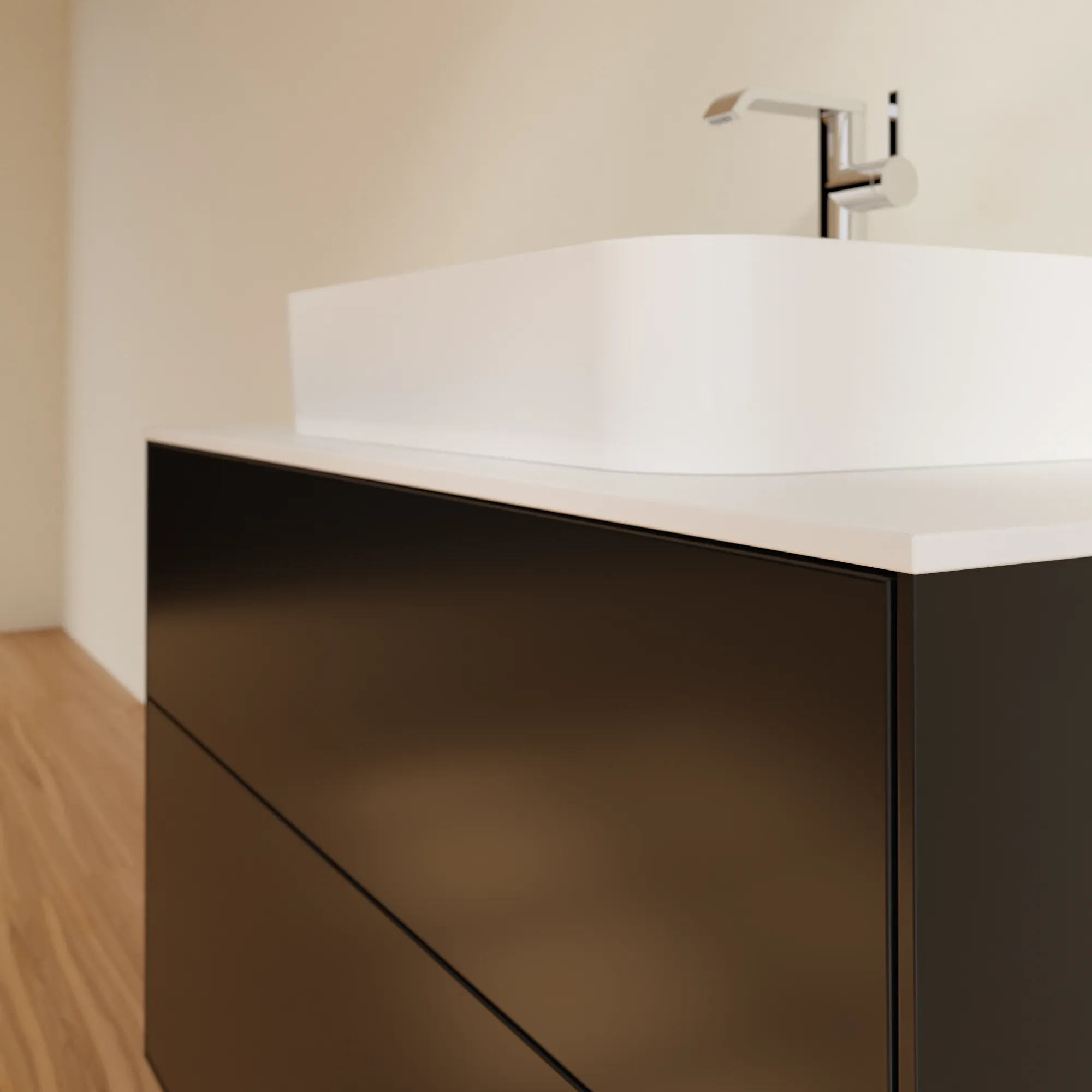 Villeroy & Boch Waschbeckenunterschrank Finion G35, 1000x603x501 mm, Black Matt Lacquer, mit Beleuchtung und Push-to-open Funktion