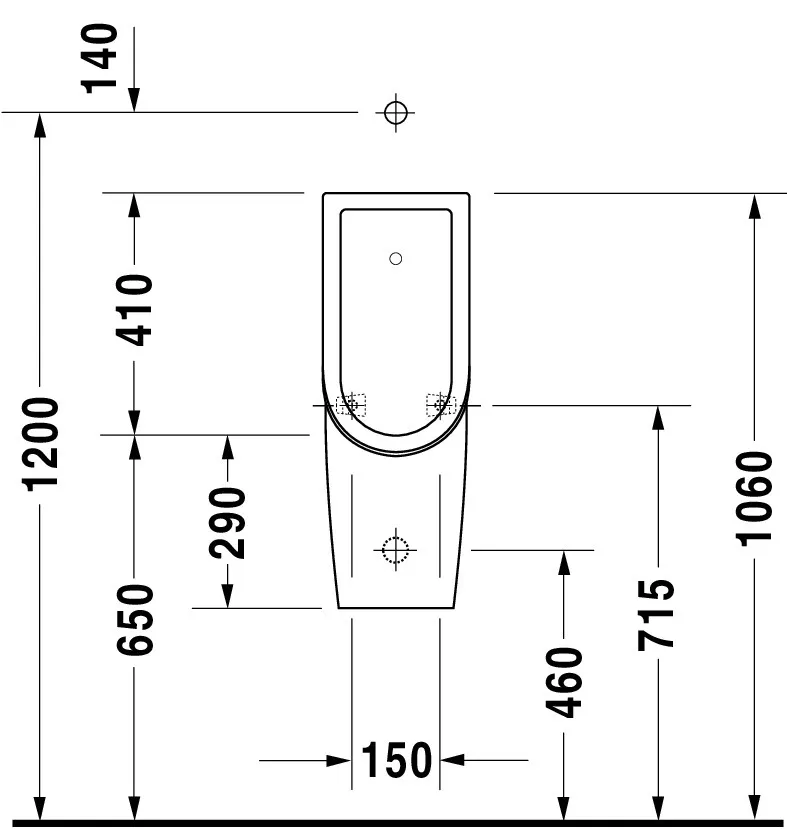 Urinal Starck 3, Zulauf von oben rimless, ohne Fliege, weiß