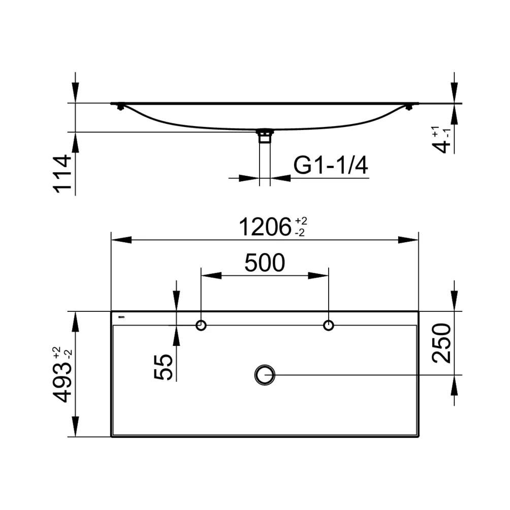 KEUCO Emaille-Einbauwaschtisch „Edition 11 Art“ in Manhattan, 1206 × 493 × 4 mm KEUCO Emaille-Einbauwaschtisch „Edition 11 Art“ in Manhattan, 1206 × 493 × 4 mm