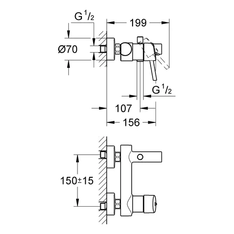 Grohe Concetto Einhand-Wannenbatterie, Wandmontage, eigensicher, chrom Grohe Concetto Einhand-Wannenbatterie, Wandmontage, eigensicher, chrom