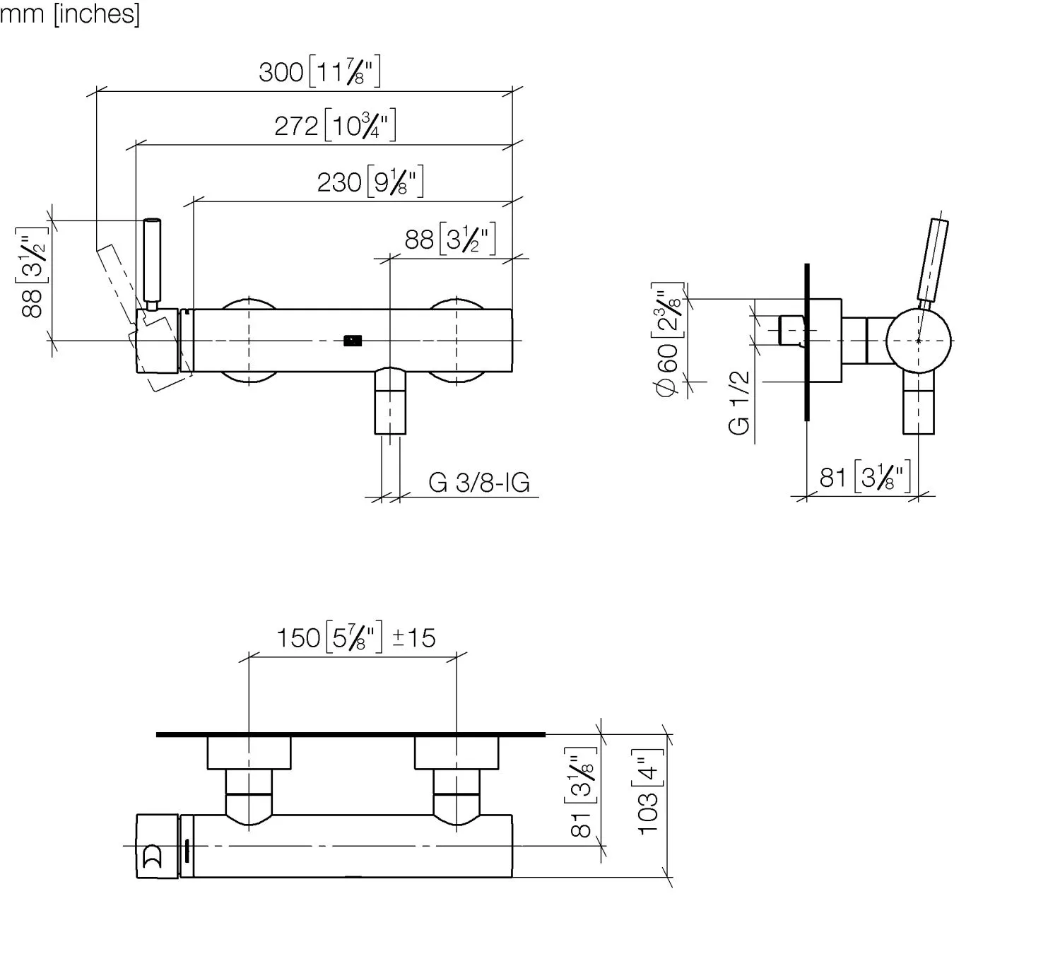 Brause-Einhandbatterie für Wandmontage META Chrom 33300660