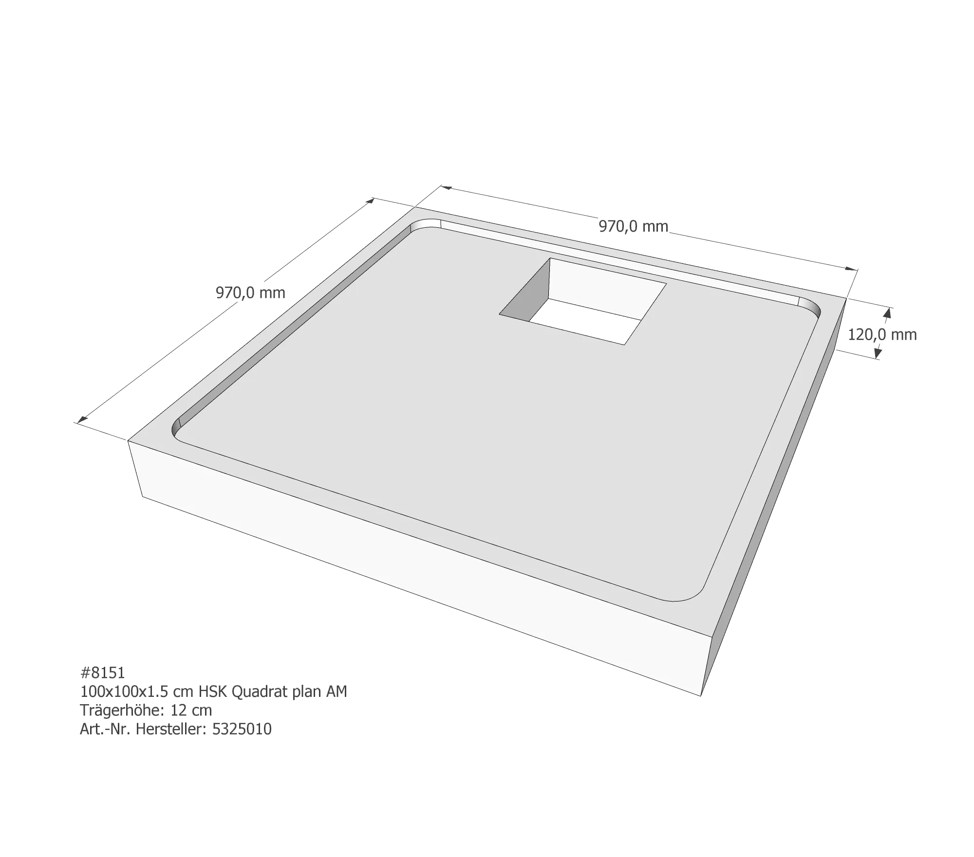 Duschwannenträger passend für HSK Quadrat plan 100 × 100 × 1,5 cm Duschwannenträger passend für HSK Quadrat plan 100 × 100 × 1,5 cm