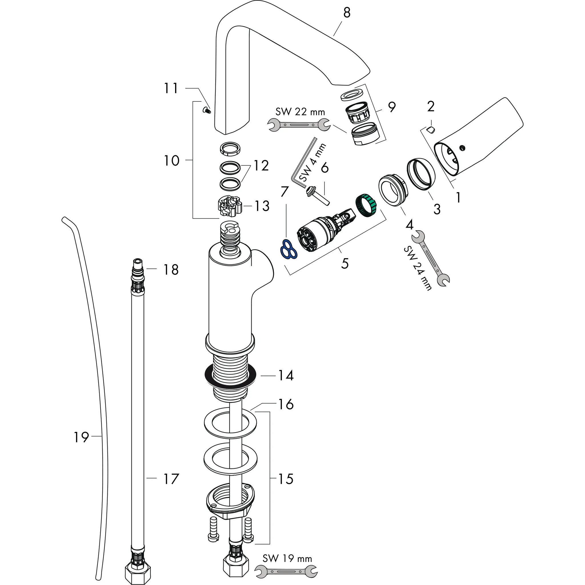 Hansgrohe Metris Einhebel-Waschtischmischer 230 mit Zugstangen-Ablaufgarnitur, Chrom