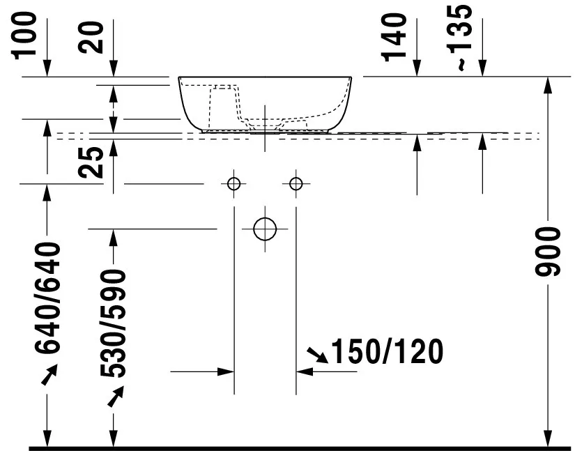 Aufsatzwaschtisch „Luv“, ohne Überlauf, Hahnlochposition mittig Aufsatzwaschtisch „Luv“, ohne Überlauf, Hahnlochposition mittig
